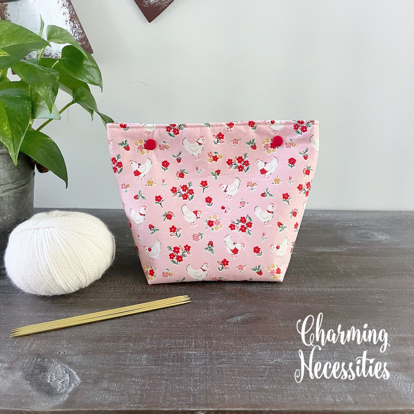 Knitting Project Bag Set, Vintage Chickens