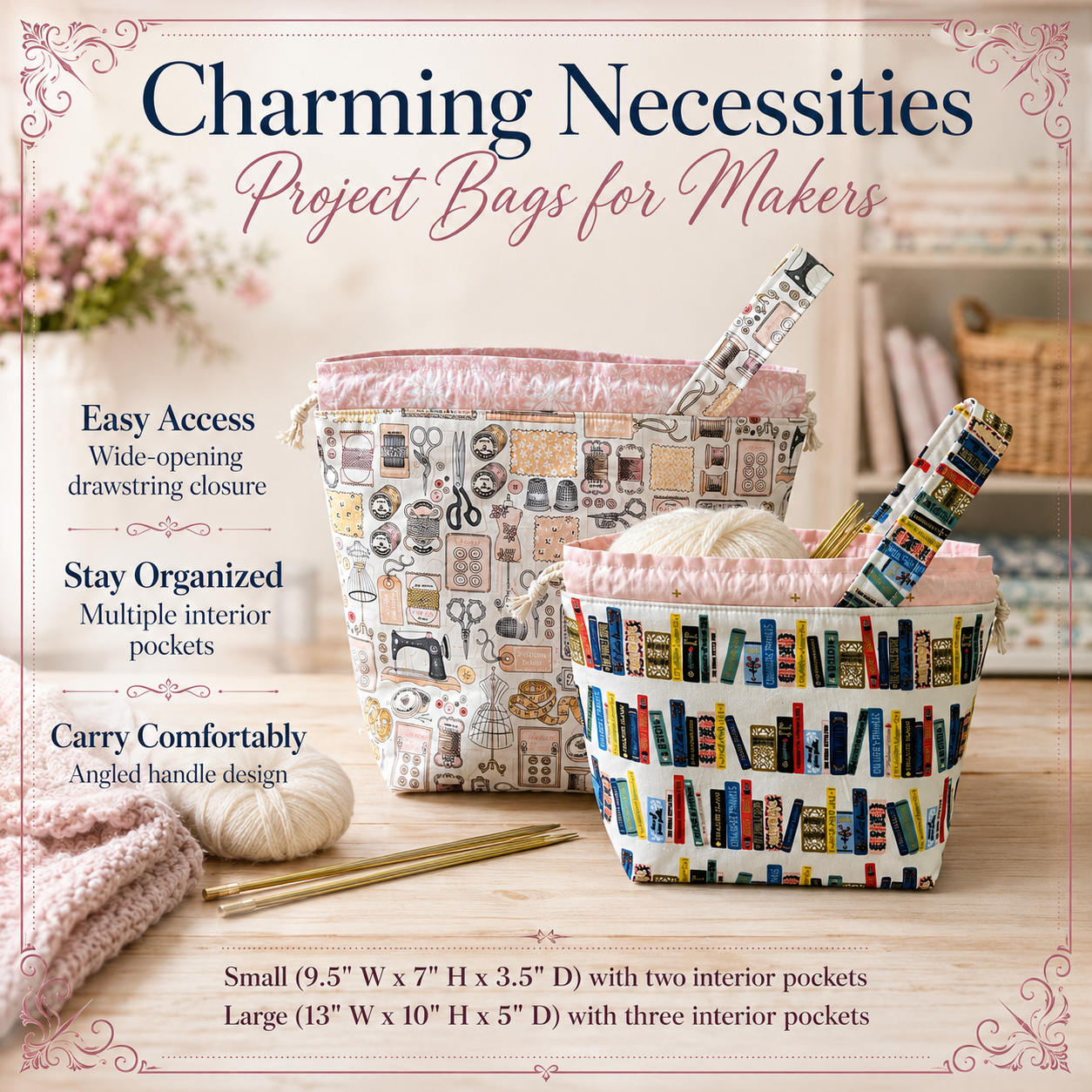 Knitting Project Bag Set, Nutcracker Waltz