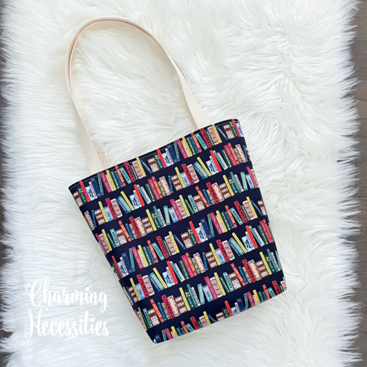 Tote Bag, Rifle Paper Co Book Club Navy Knitting Bag