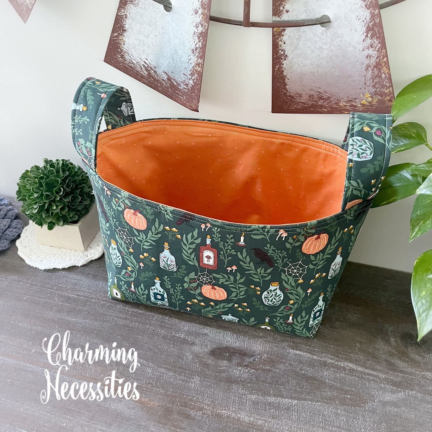 Yarn Storage Basket, Halloween Apothecary Green, Knitting Accessories