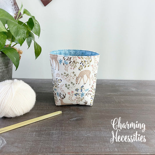 Yarn Bowl Cozy Basket, Woodland Deer, Knitting Accessories Yarn Storage Organization
