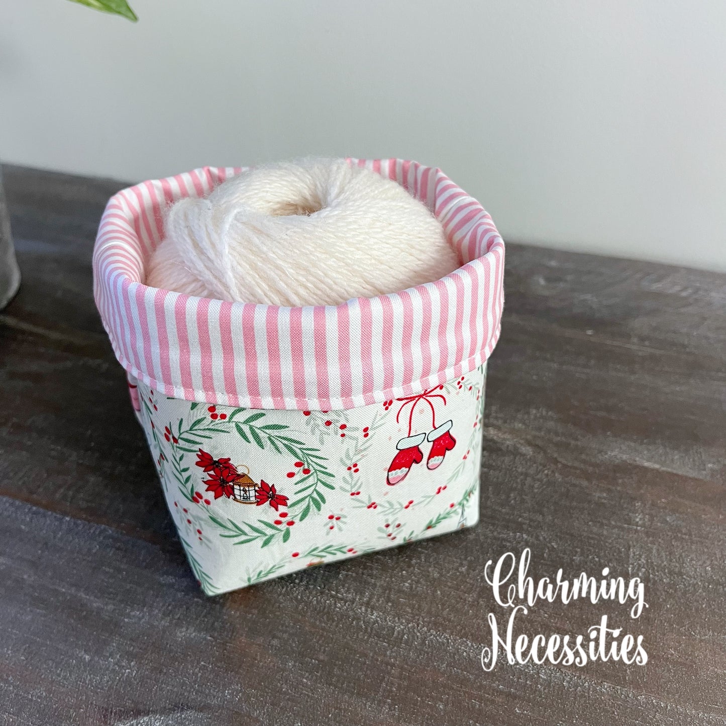 Yarn Bowl Cozy Basket,  Retro Christmas Knitting Accessories Yarn Storage Organization