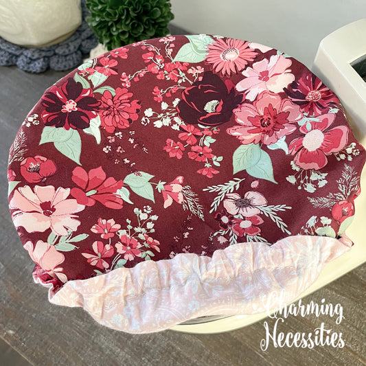 Reusable Fabric Bowl Covers – Cotton Covers for KitchenAid Mixers & Bread Baking, Ruby Blossom Floral