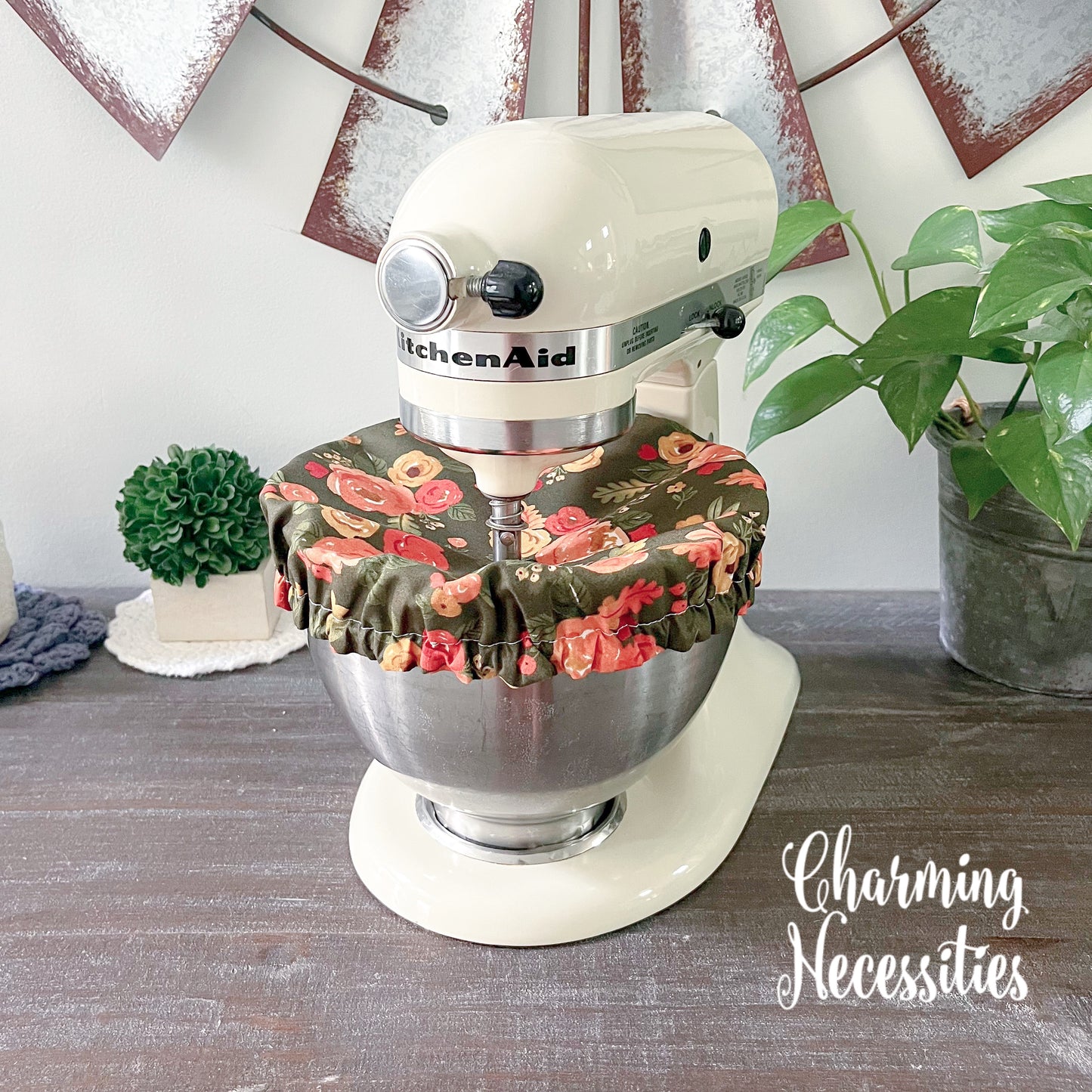 Reusable Fabric Bowl Covers – Cotton Covers for KitchenAid Mixers & Bread Baking, Fall Watercolor Floral