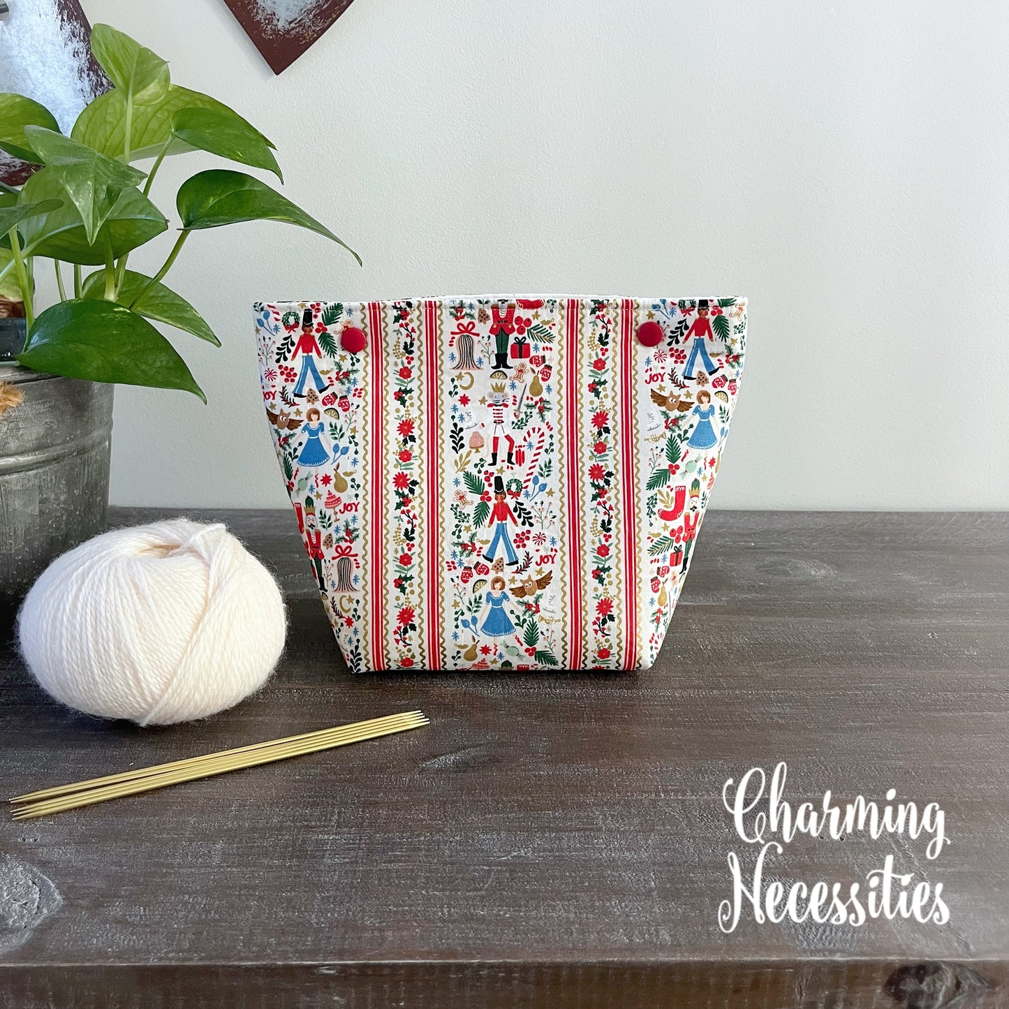 Small Snap Project Bag, Rifle Paper Co Nutcracker, Crochet Sewing Pouch, Gifts for Knitters Crocheters