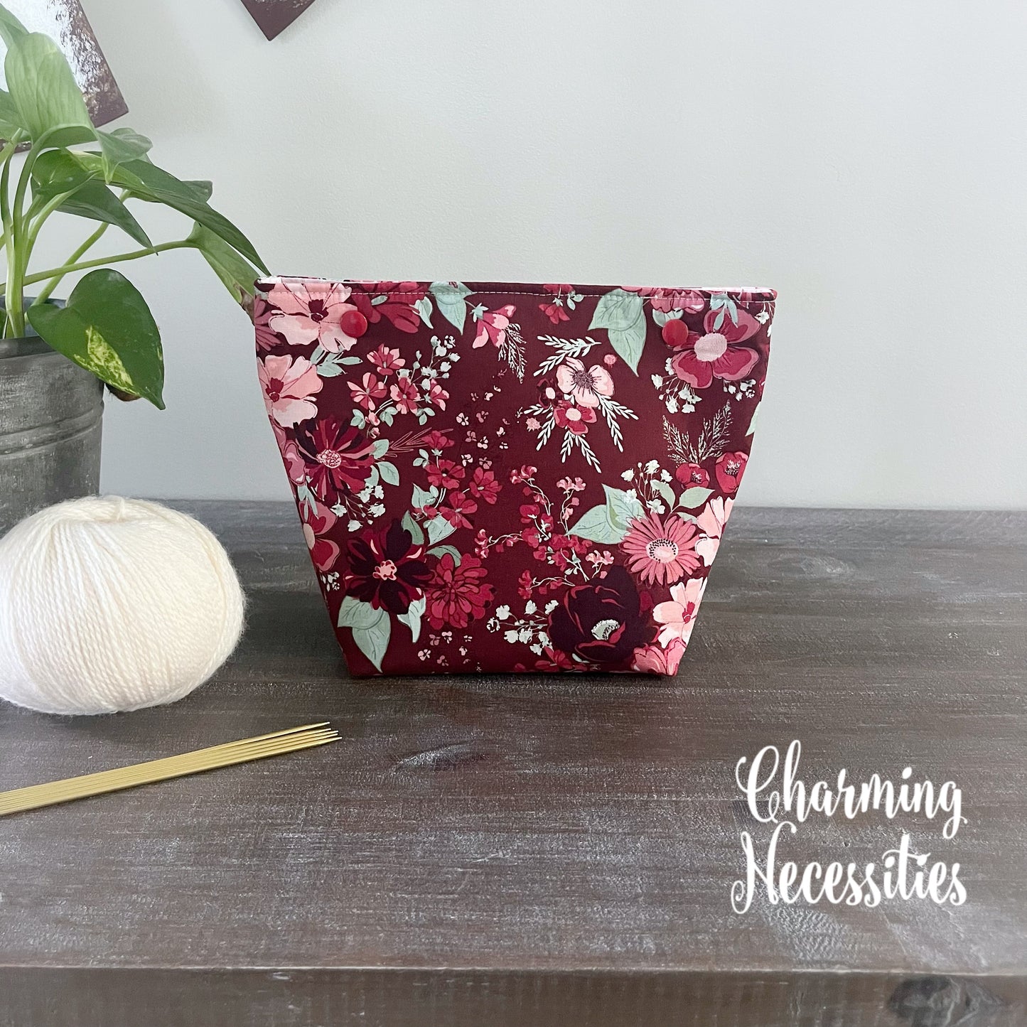 Knitting Project Bag Set, Ruby Blossoms Floral