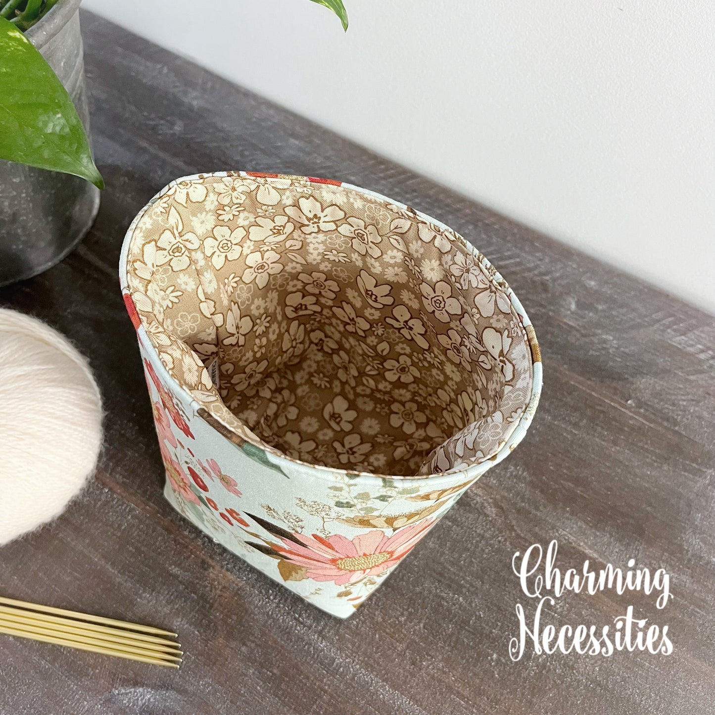 Yarn Bowl Cozy Basket, Wildflower Meadow Blue, Knitting Accessories Yarn Storage Organization