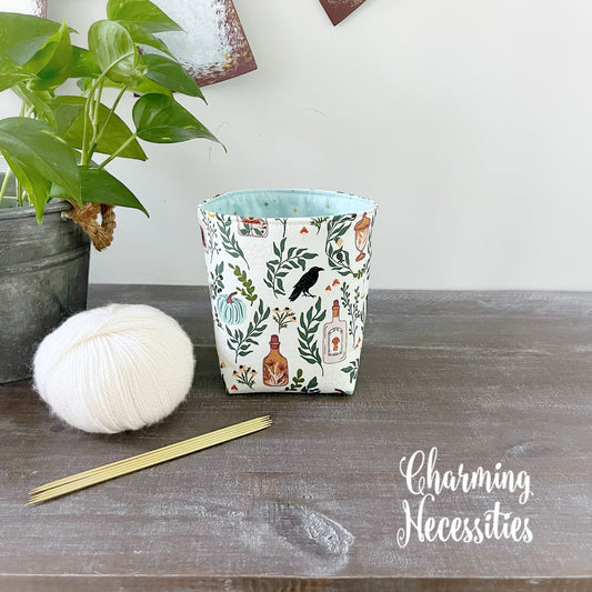 Yarn Bowl Cozy Basket, Halloween Apothecary Ivory, Knitting Accessories Yarn Storage Organization