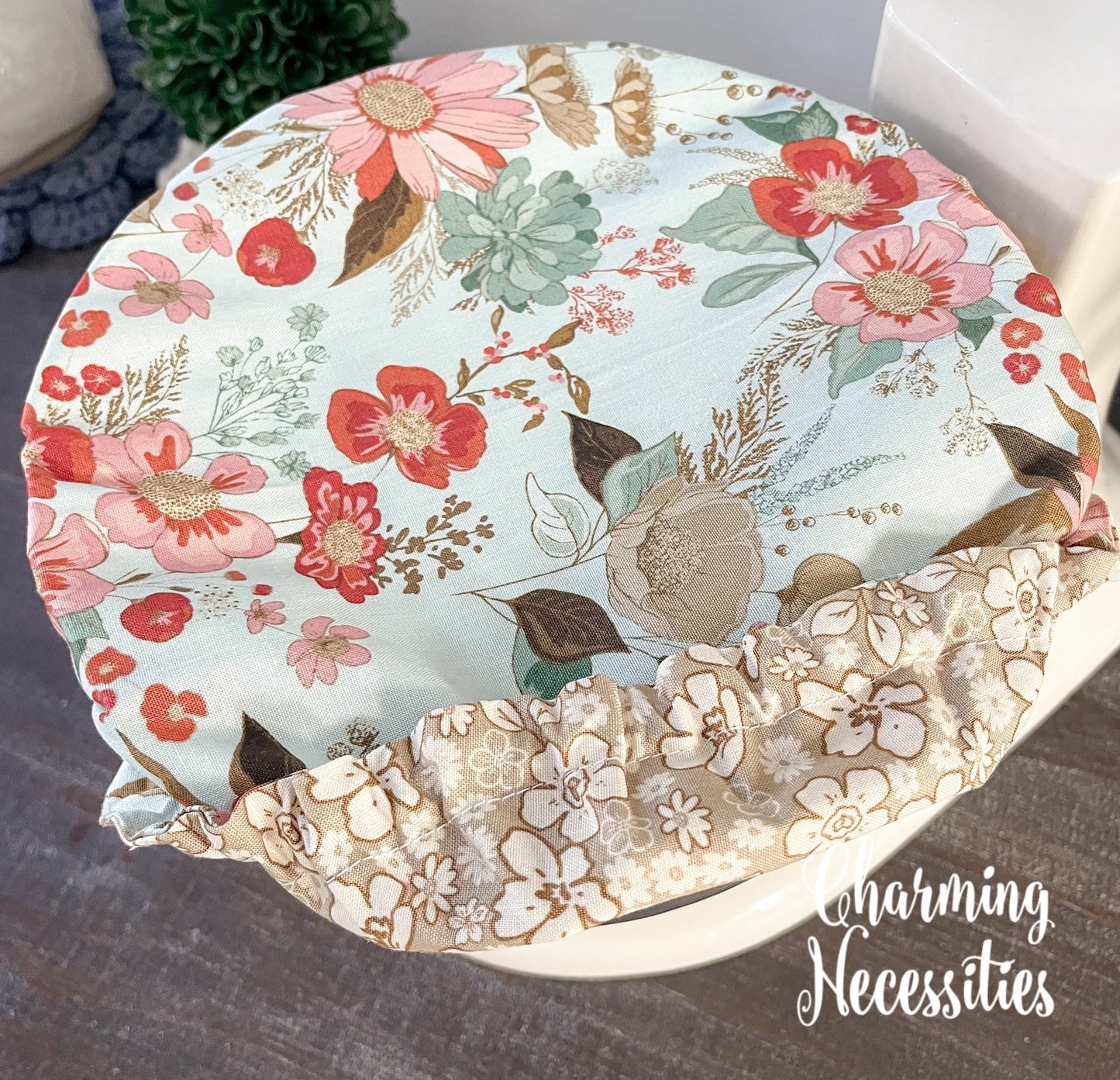 Reusable Fabric Bowl Covers – Cotton Covers for KitchenAid Mixers & Bread Baking, Meadow Wildflowers Blue