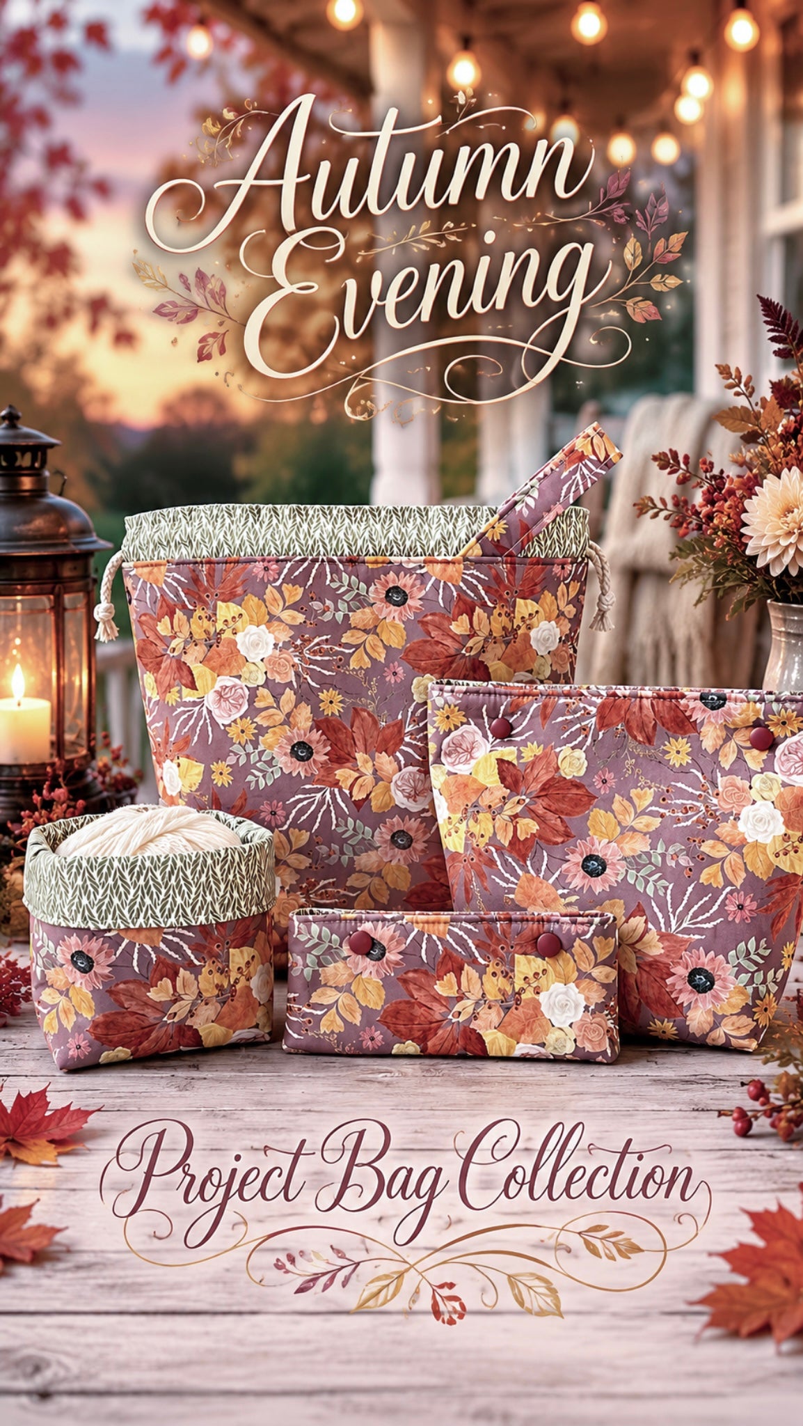 Knitting Project Bag Set, Autumn Evening