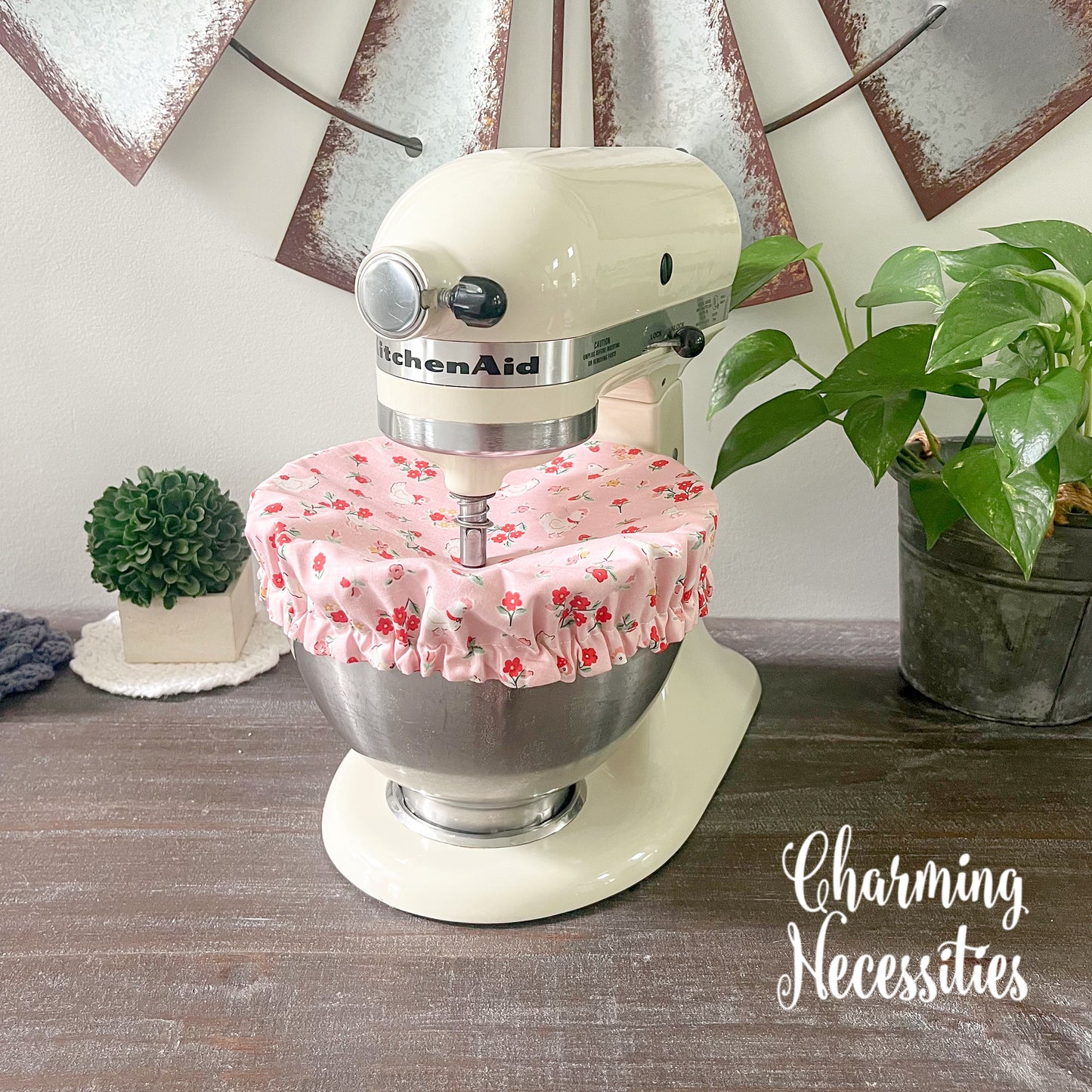 Reusable Fabric Bowl Covers – Cotton Covers for KitchenAid Mixers & Bread Baking, Retro Chickens