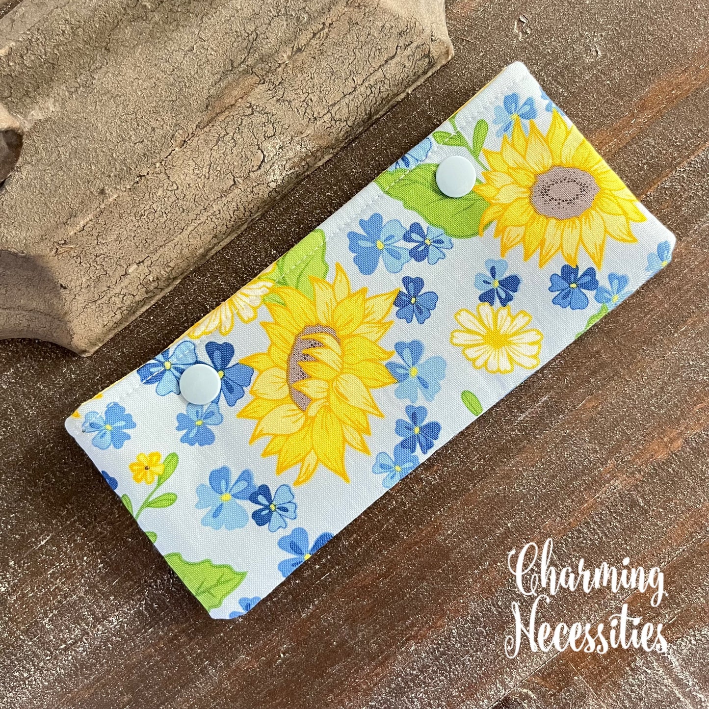 DPN Pouch, Sunflowers on Blue Knitting Accessories Organization Notions