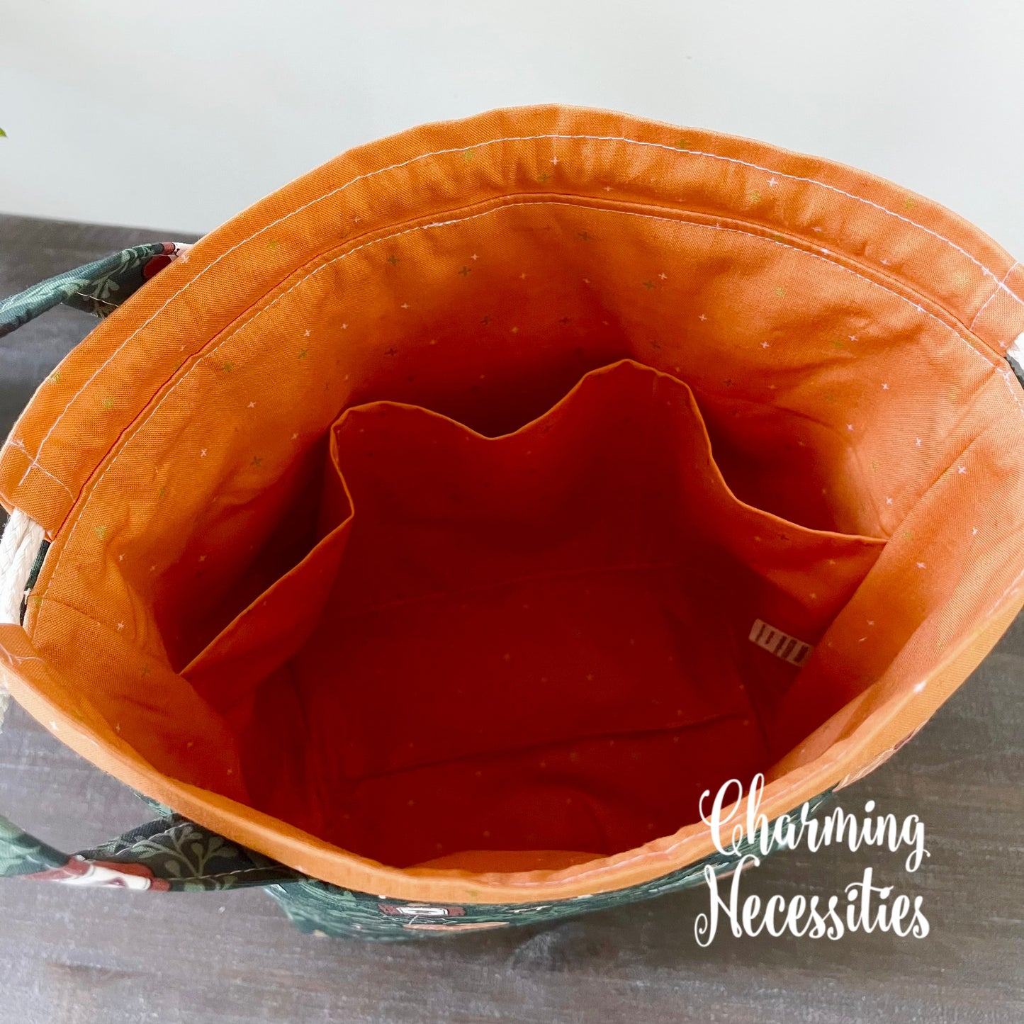 Knitting Project Bag, Halloween Apothecary Green, Drawstring Tote