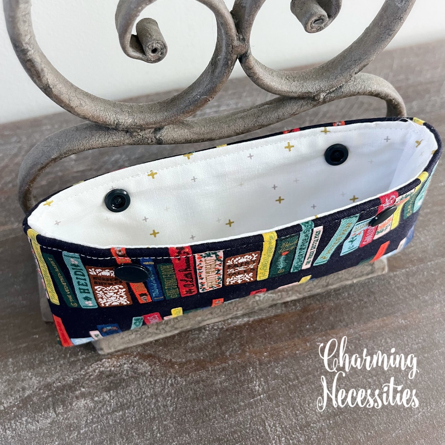 DPN Pouch, Rifle Paper Co Curio Book Club Navy,  Knitting Accessories Organization Notions Book Themed
