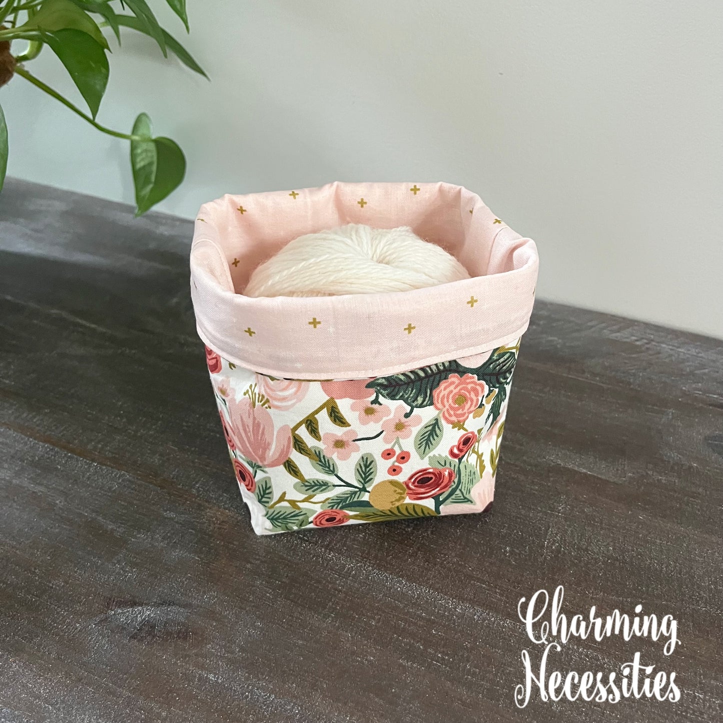 Yarn Bowl Cozy Basket, Rifle Paper Co Garden Party Pink, Knitting Accessories Yarn Storage Organization