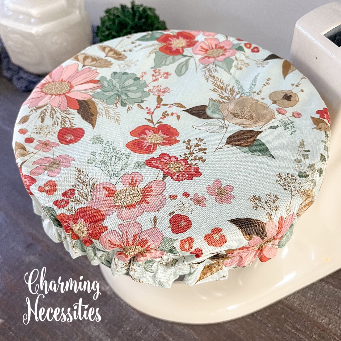 Reusable Fabric Bowl Covers – Cotton Covers for KitchenAid Mixers & Bread Baking, Meadow Wildflowers Blue