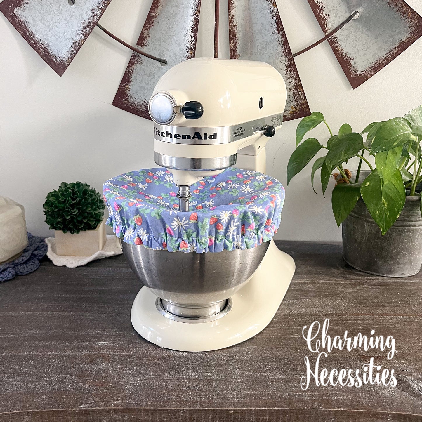 Reusable Fabric Bowl Covers – Cotton Covers for KitchenAid Mixers & Bread Baking, Strawberries