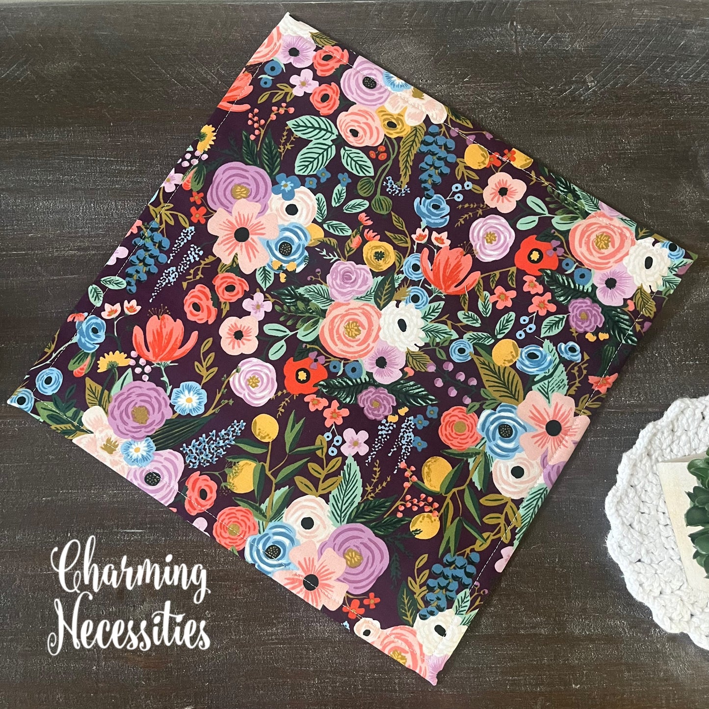 Cross Stitch Embroidery Project Bag, Rifle Paper Co Orchard Burgandy