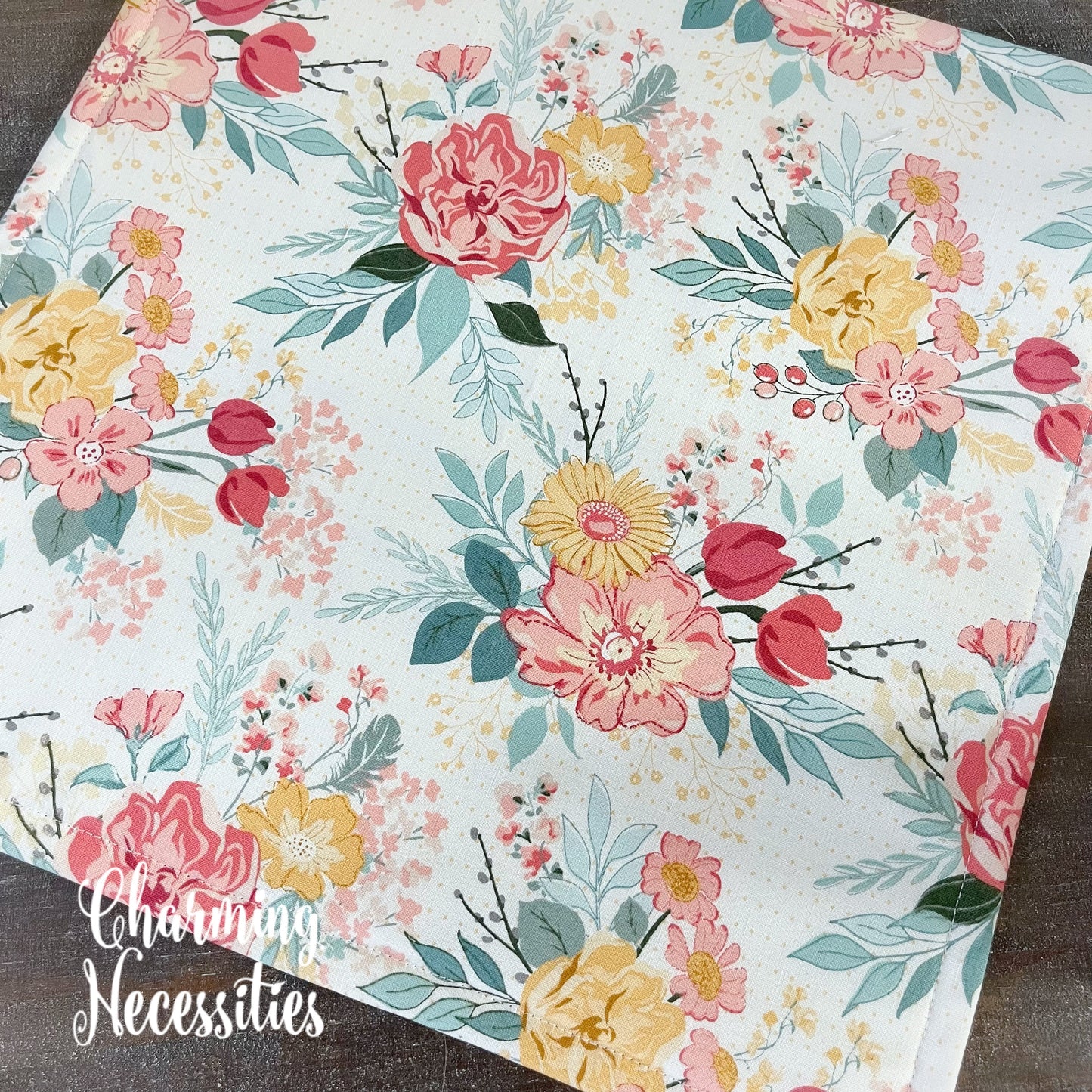 Cross Stitch Embroidery Project Bag, Pastel Floral on Ivory