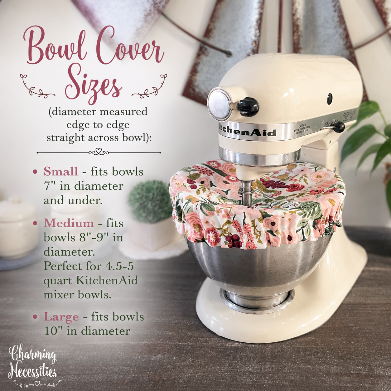 Reusable Fabric Bowl Covers – Cotton Covers for KitchenAid Mixers & Bread Baking, Retro Chickens