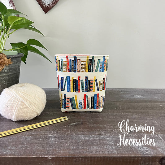 Yarn Bowl Cozy Basket, Rifle Paper Co Book Club Ivory Knitting Accessories Yarn Storage Organization
