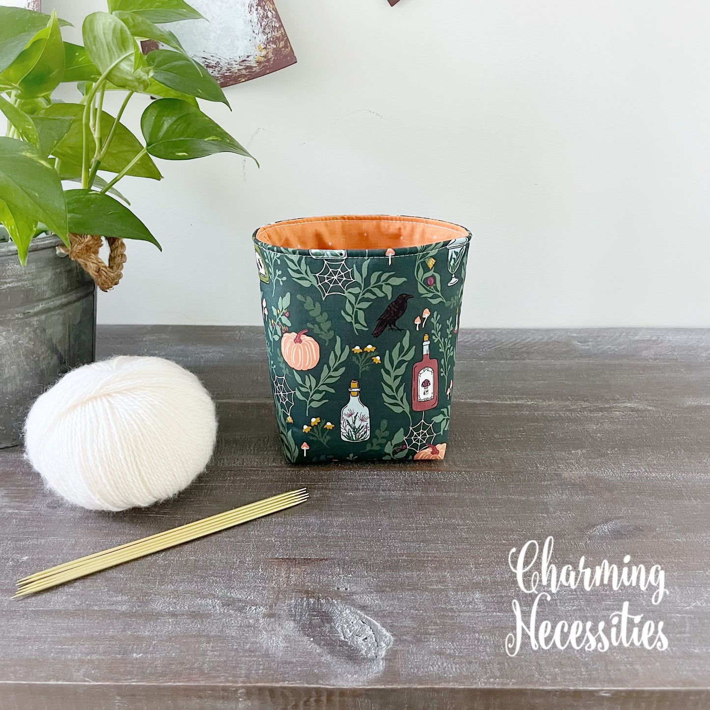 Knitting Project Bag Set, Halloween Apothecary Green
