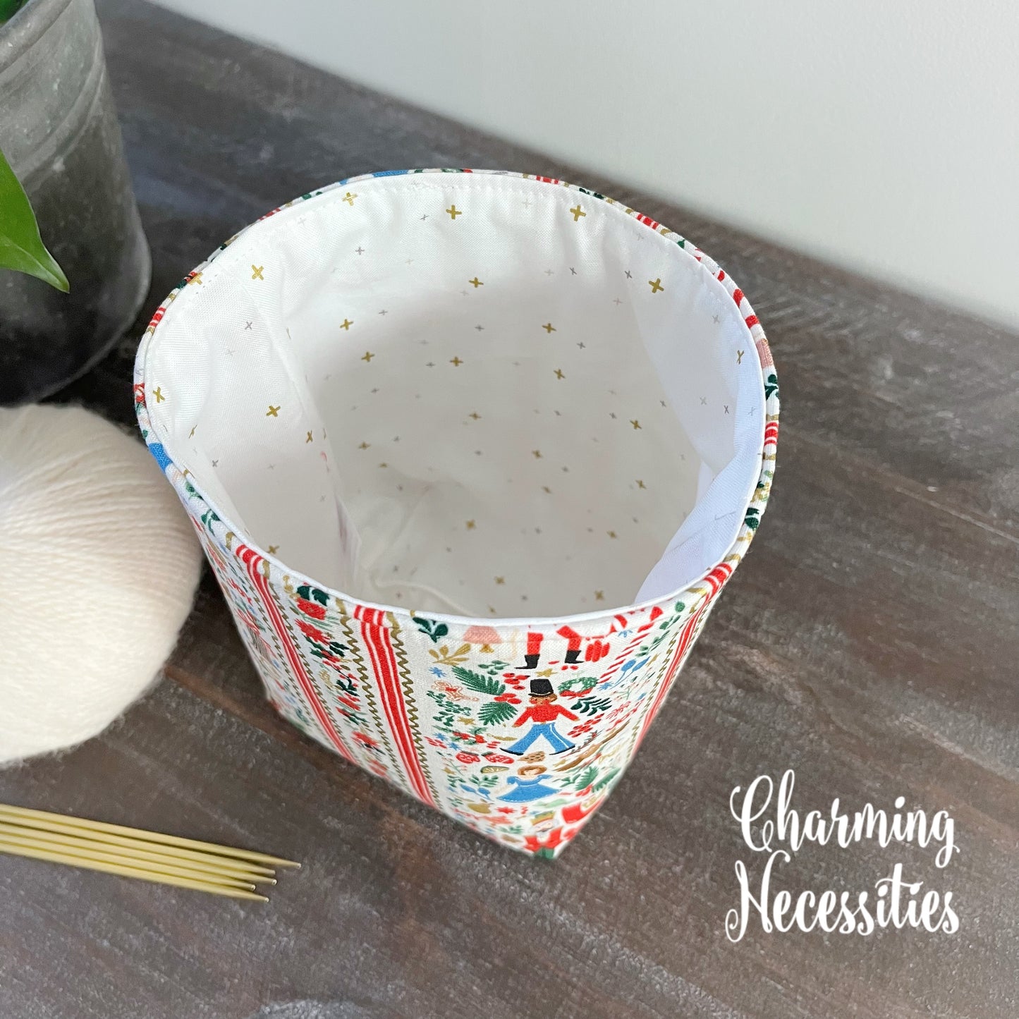 Yarn Bowl Cozy Basket, Rifle Paper Co Nutcracker, Knitting Accessories Yarn Storage Organization