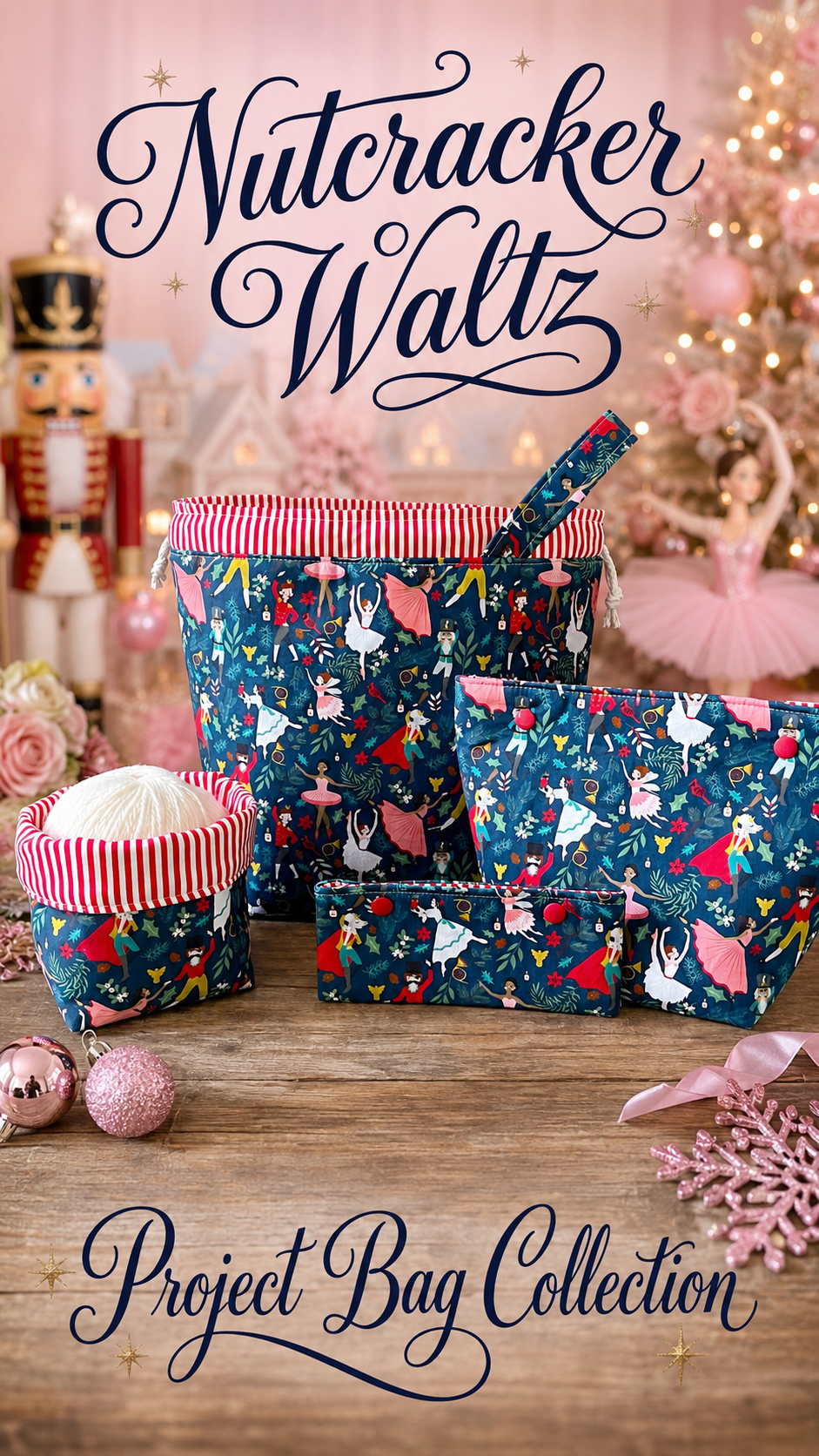 Knitting Project Bag Set, Nutcracker Waltz