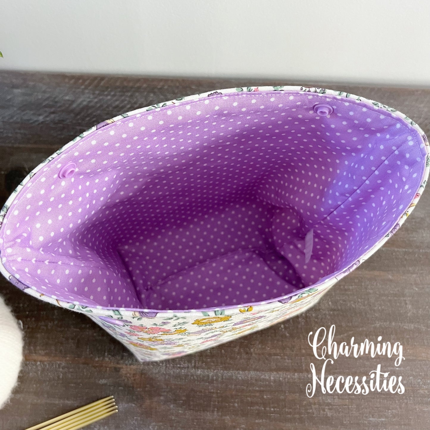 Knitting Project Bag Set, Vintage Sewing Floral