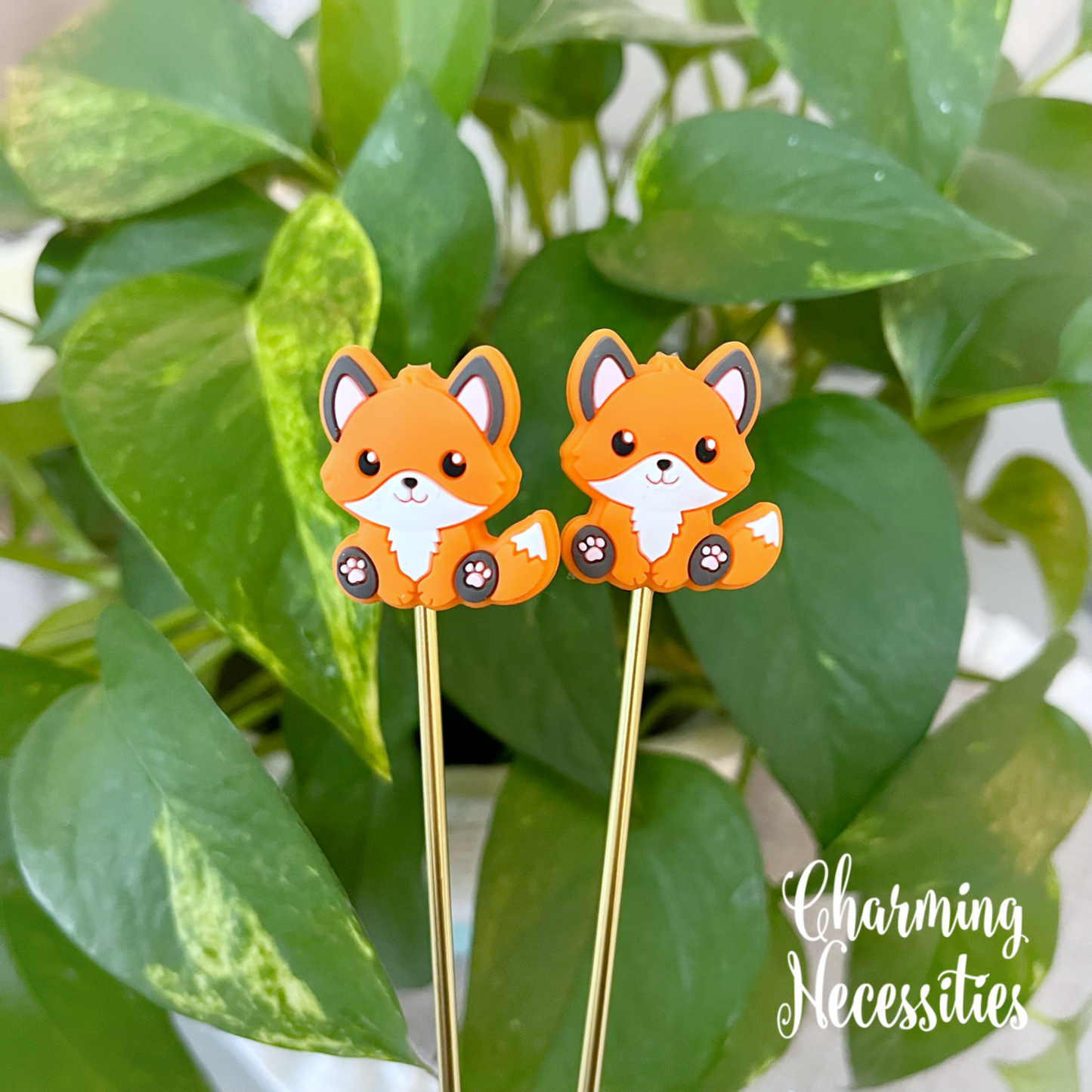 Fox Stitch Stoppers, Forest Animal Theme Knitting Accessories, Stitch Holders Needle Protectors, Gifts for Knitters under 10