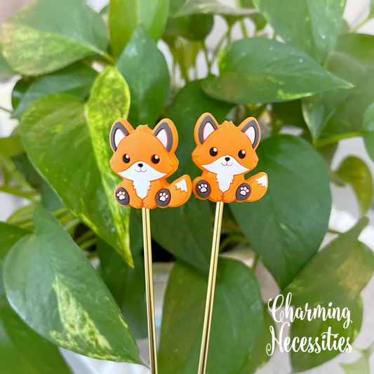 Fox Stitch Stoppers, Forest Animal Theme Knitting Accessories, Stitch Holders Needle Protectors, Gifts for Knitters under 10