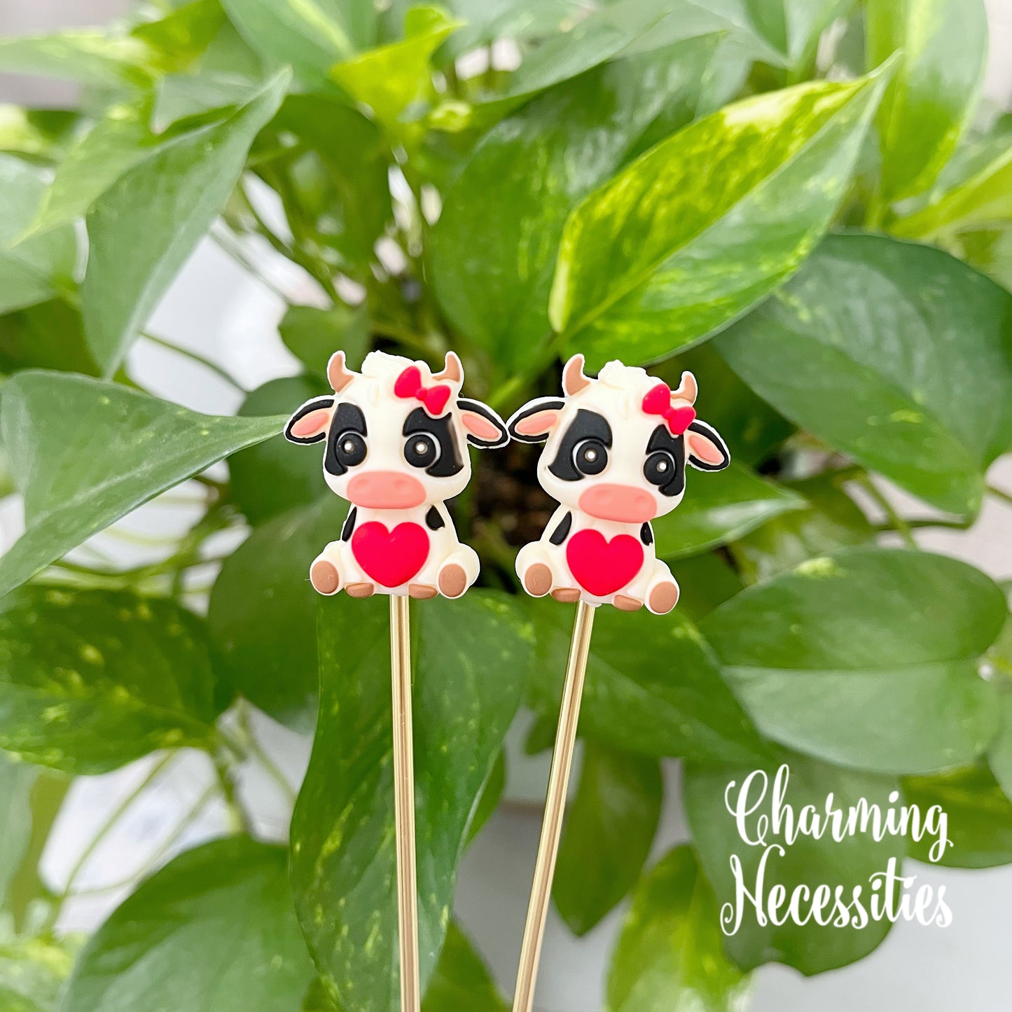 Stitch Stoppers, Valentines Cow, Set of 2, Knitting Accessories, Stitch Holders, Gifts for Knitters