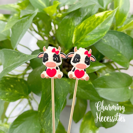 Stitch Stoppers, Valentines Cow, Set of 2, Knitting Accessories, Stitch Holders, Gifts for Knitters