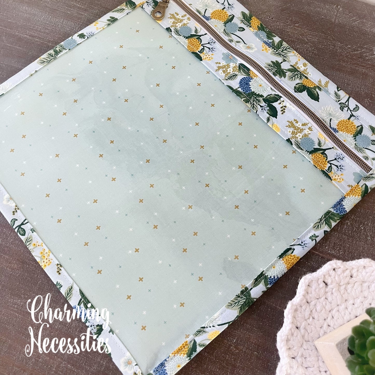 Cross Stitch Embroidery Project Bag, Rifle Paper Co Dahlia Blue