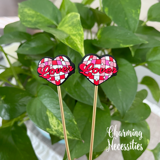 Valentines Stitch Stoppers, Disco Ball Lover Heart, Set of 2, Knitting Accessories, Stitch Holders, Gifts for Knitters under 10