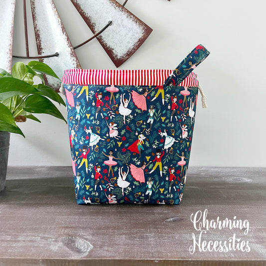 Knitting Project Bag, Nutcracker Waltz Drawstring Tote