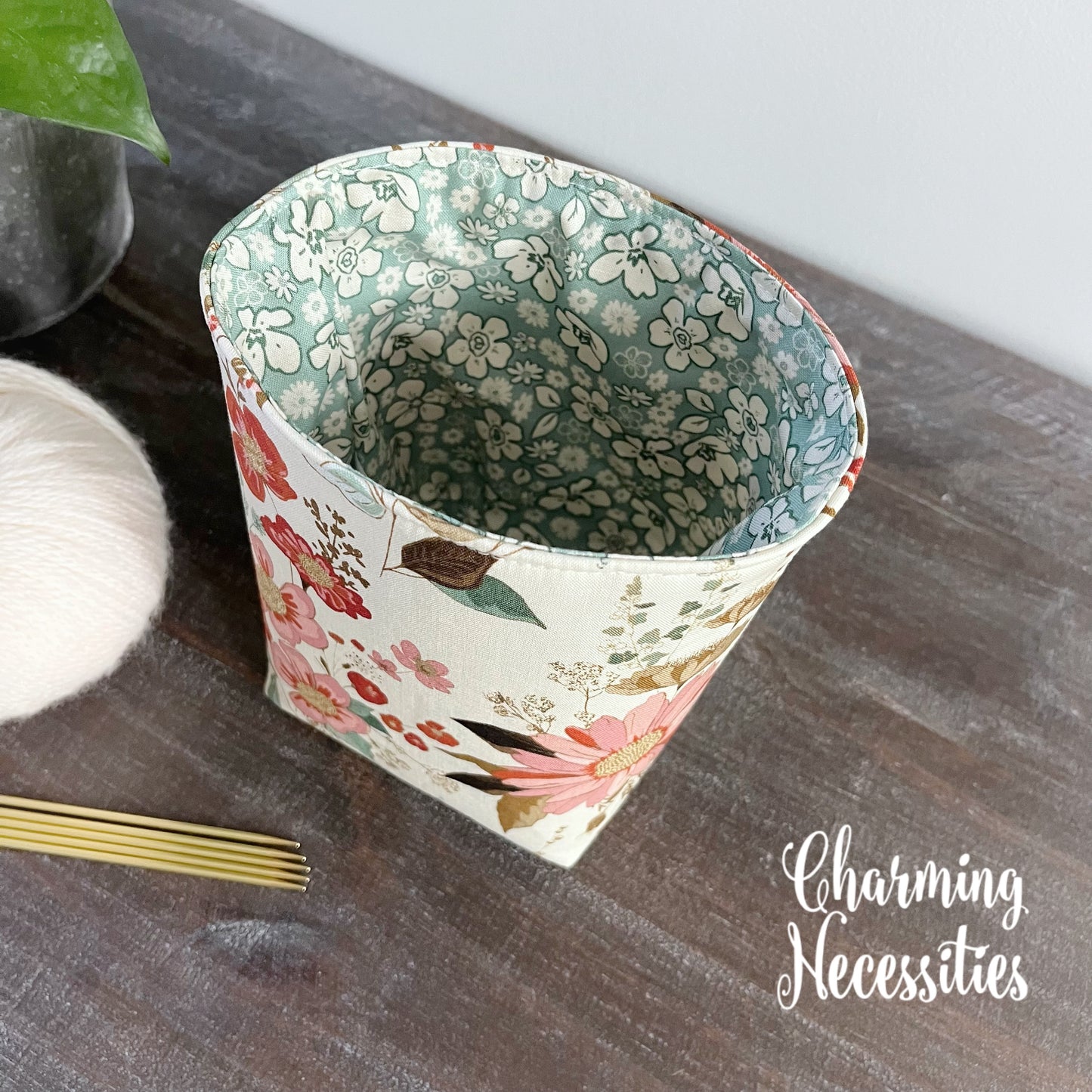 Yarn Bowl Cozy Basket, Wildflower Meadow Ivory, Knitting Accessories Yarn Storage Organization