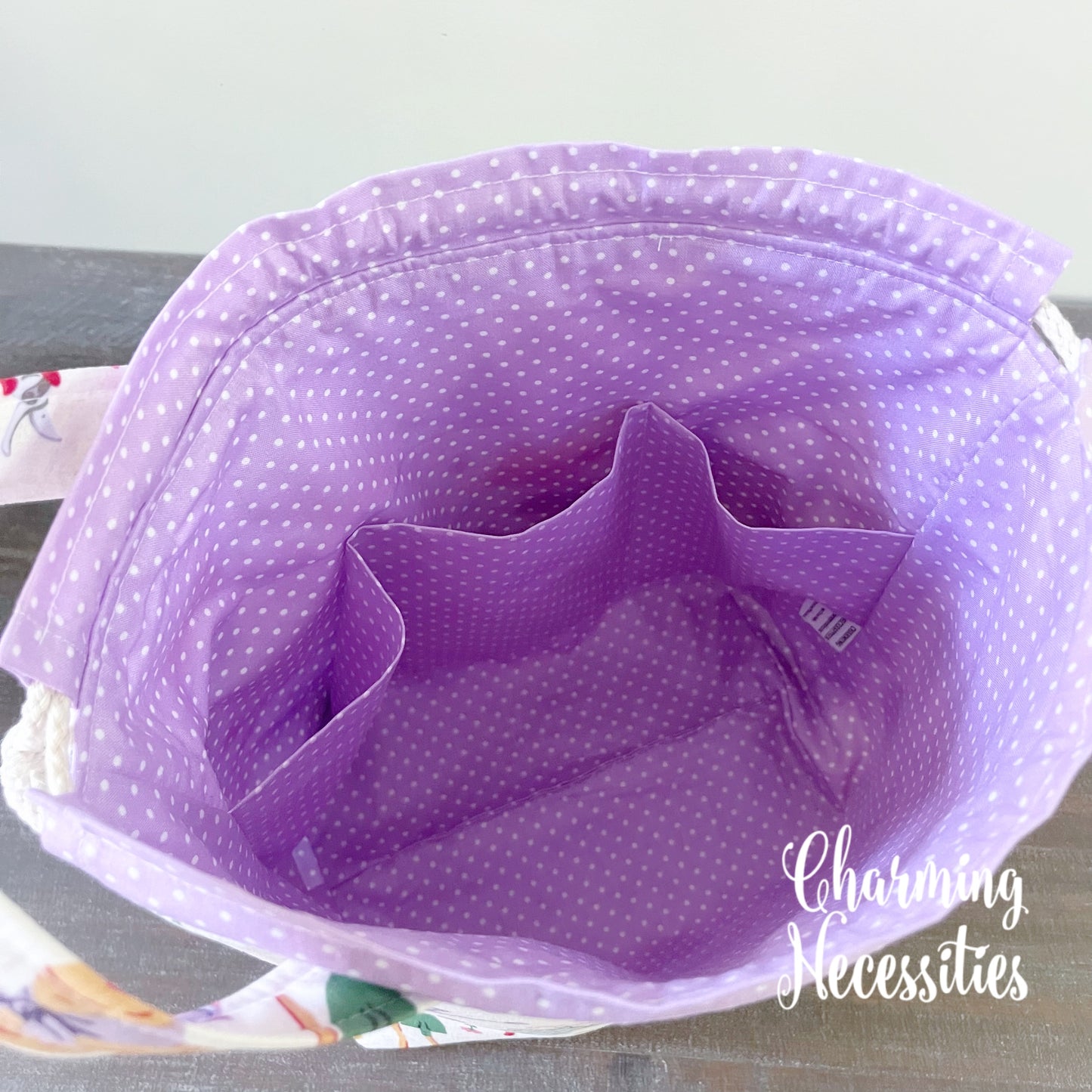 Knitting Project Bag, In the Garden, Drawstring Tote