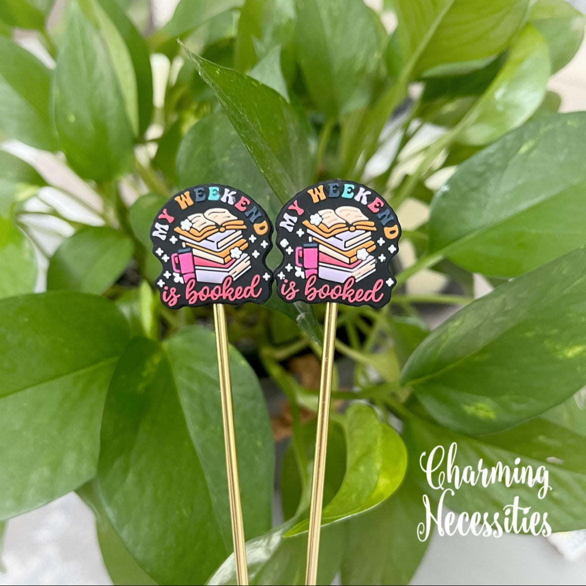 Stitch Stoppers, My Weekend is Booked, Set of 2, Knitting Accessories, Stitch Holders, Gifts for Knitters