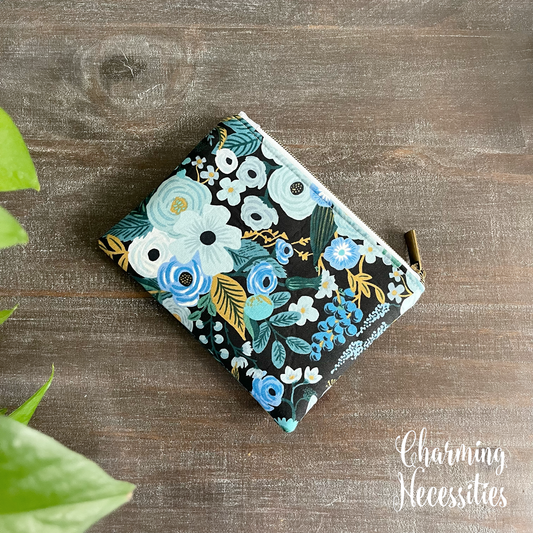 Notions Zipper Pouch, Rifle Paper Co Garden Party Blue, Essentials Oils Pouch, Small Organization Bag