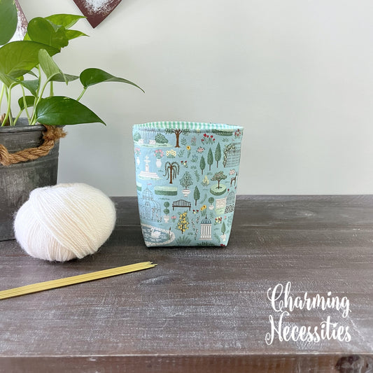 Yarn Bowl Cozy Basket, Regency Promenade Blue Knitting Accessories Yarn Storage Organization