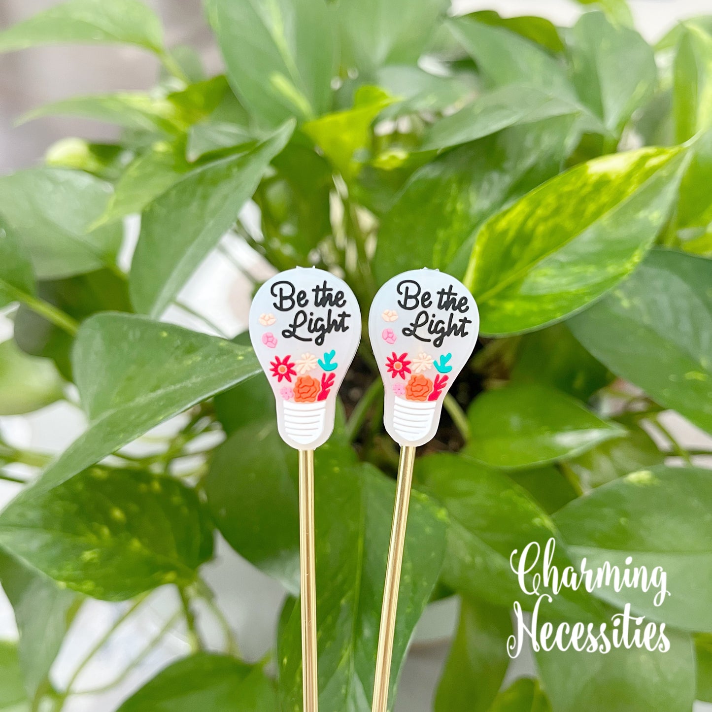 Stitch Stoppers, Be The Light, Set of 2, Knitting Accessories, Stitch Holders, Gifts for Knitters