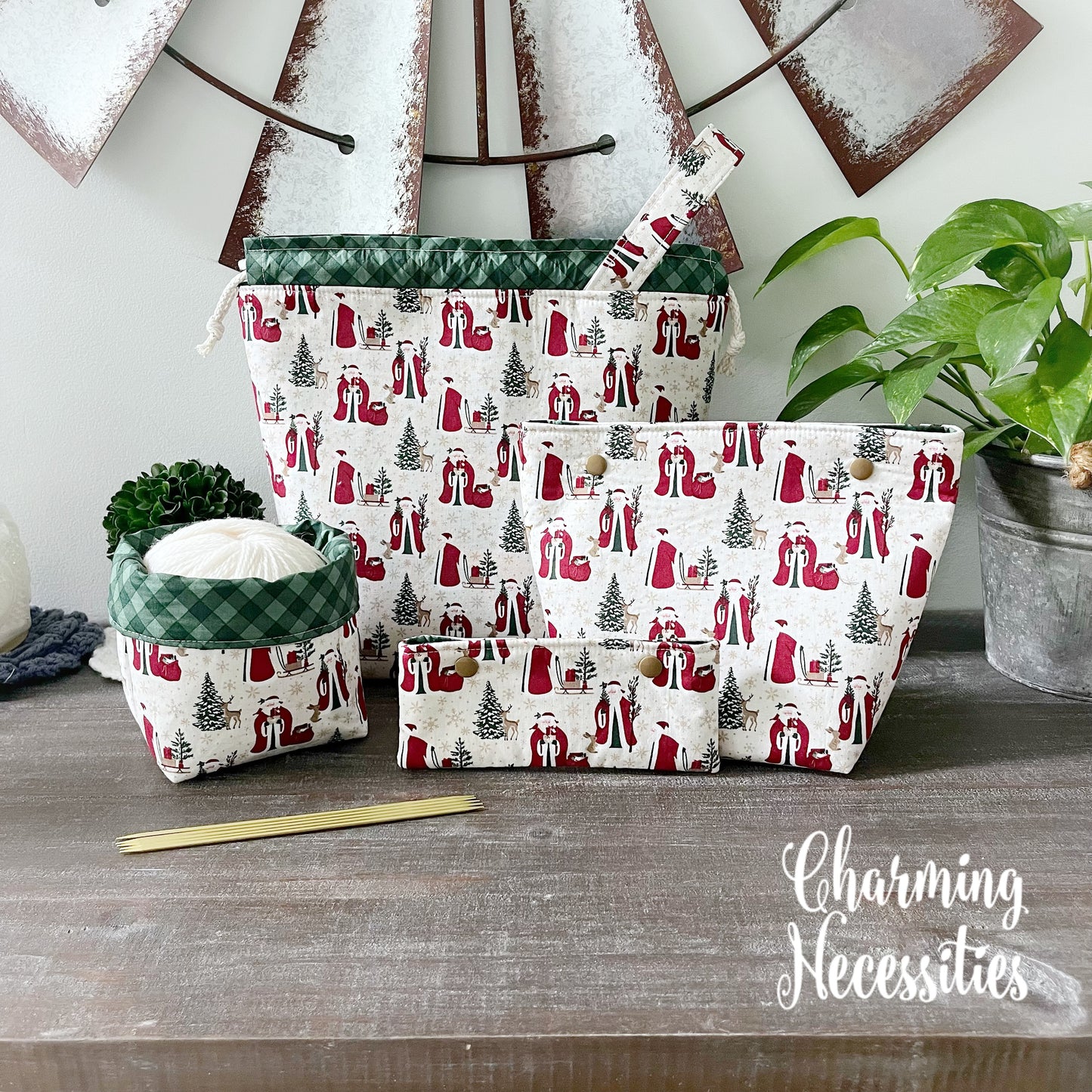 Knitting Project Bag Set, Old St. Nick