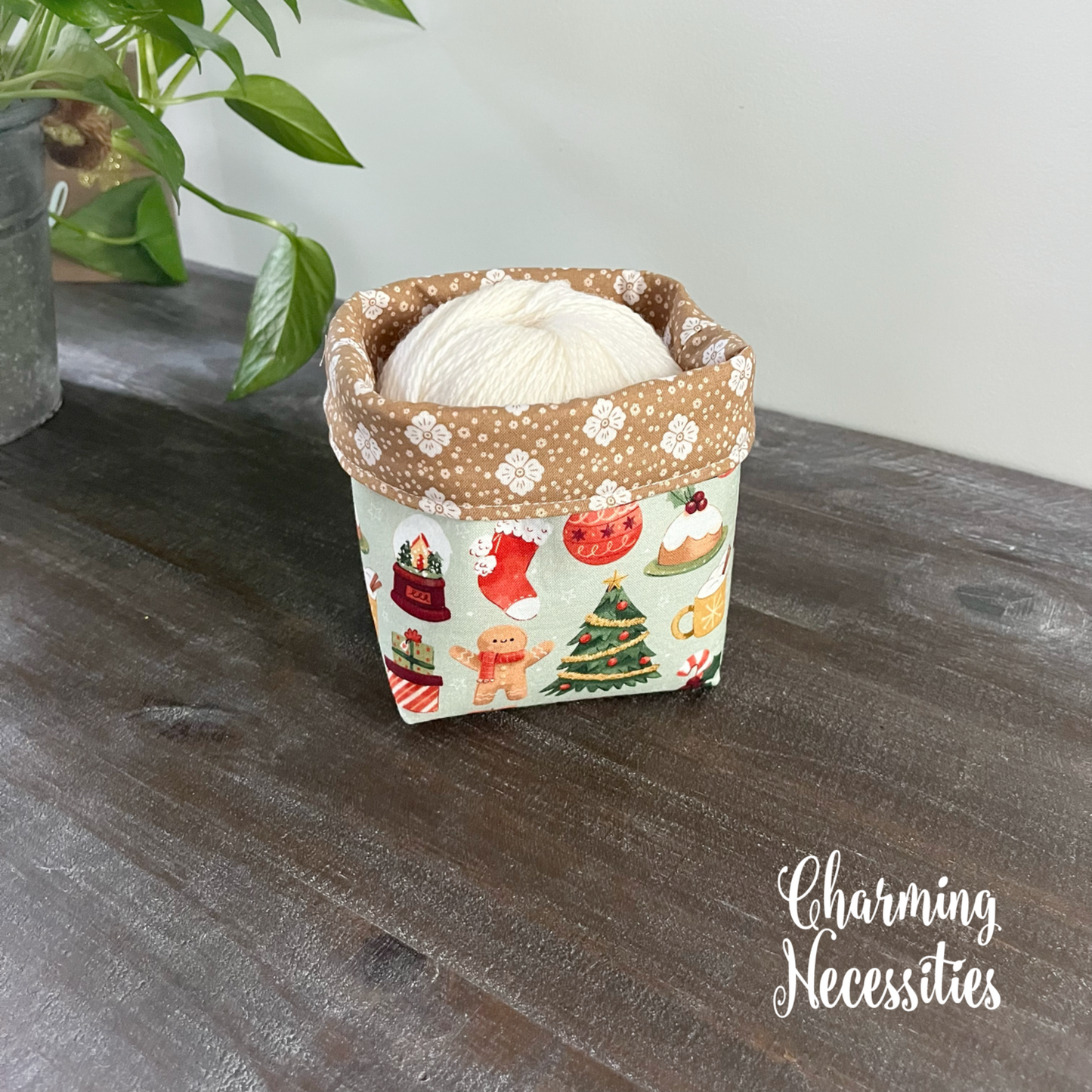 Yarn Bowl Cozy Basket, Vintage Christmas, Knitting Accessories Yarn Storage Organization