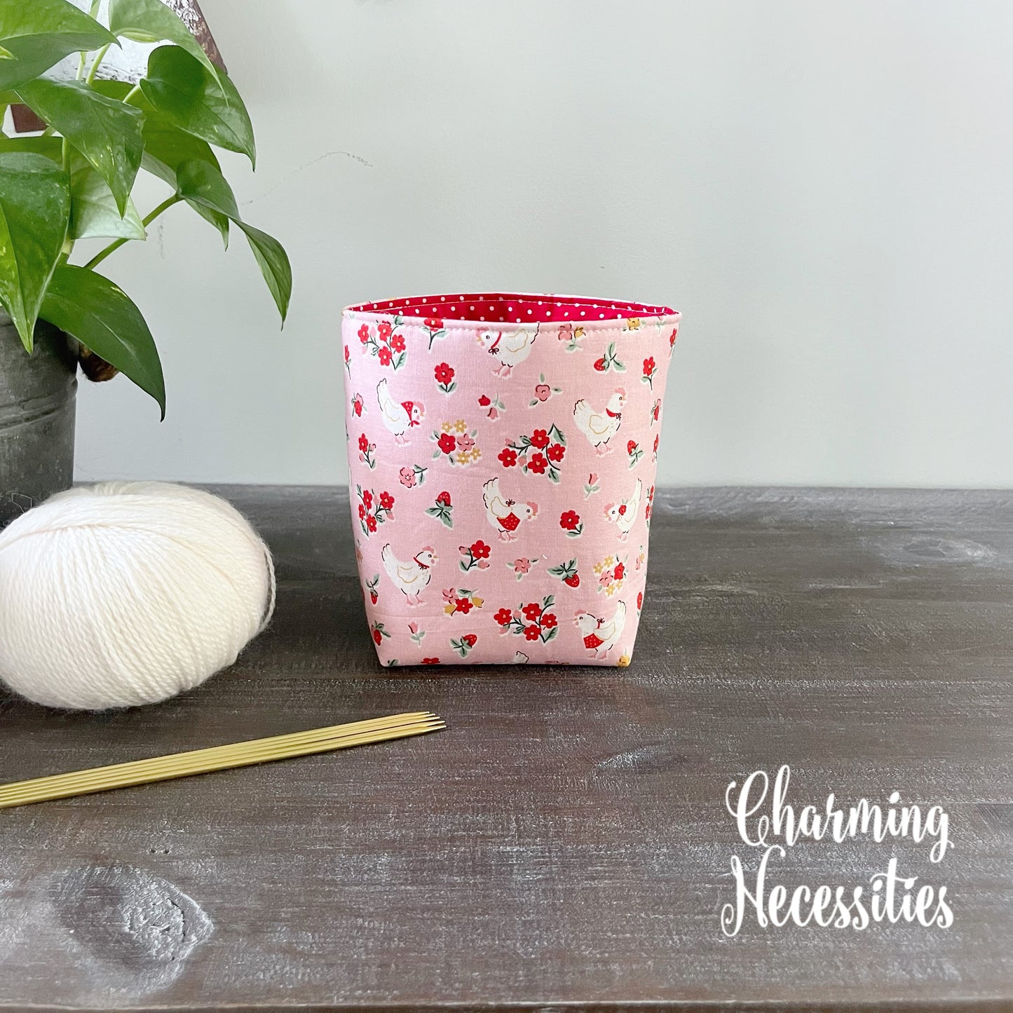 Knitting Project Bag Set, Vintage Chickens