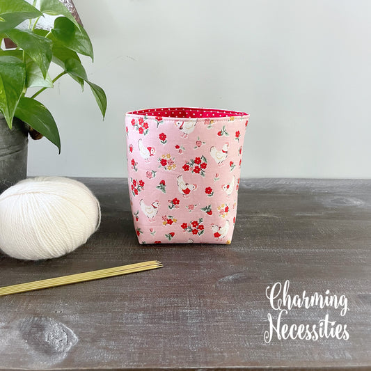 Yarn Bowl Cozy Basket, Vintage Chickens, Knitting Accessories Yarn Storage Organization