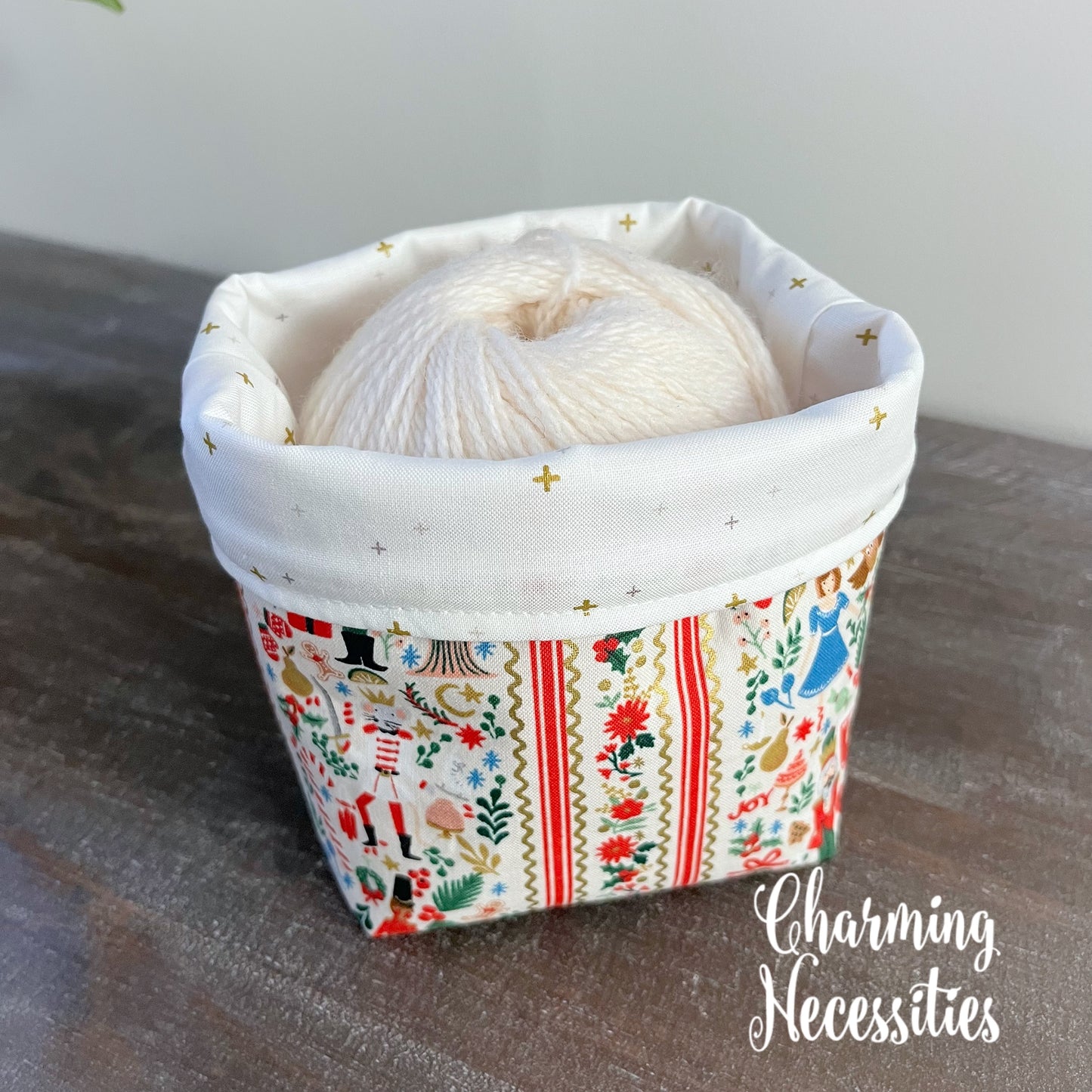 Yarn Bowl Cozy Basket, Rifle Paper Co Nutcracker, Knitting Accessories Yarn Storage Organization