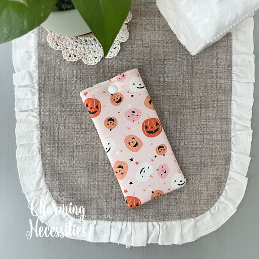 Padded Glasses Case, Jack-o'-lanterns Pink