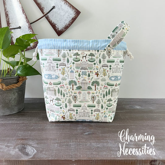 Knitting Project Bag, Regency Promenade Ivory Drawstring Tote