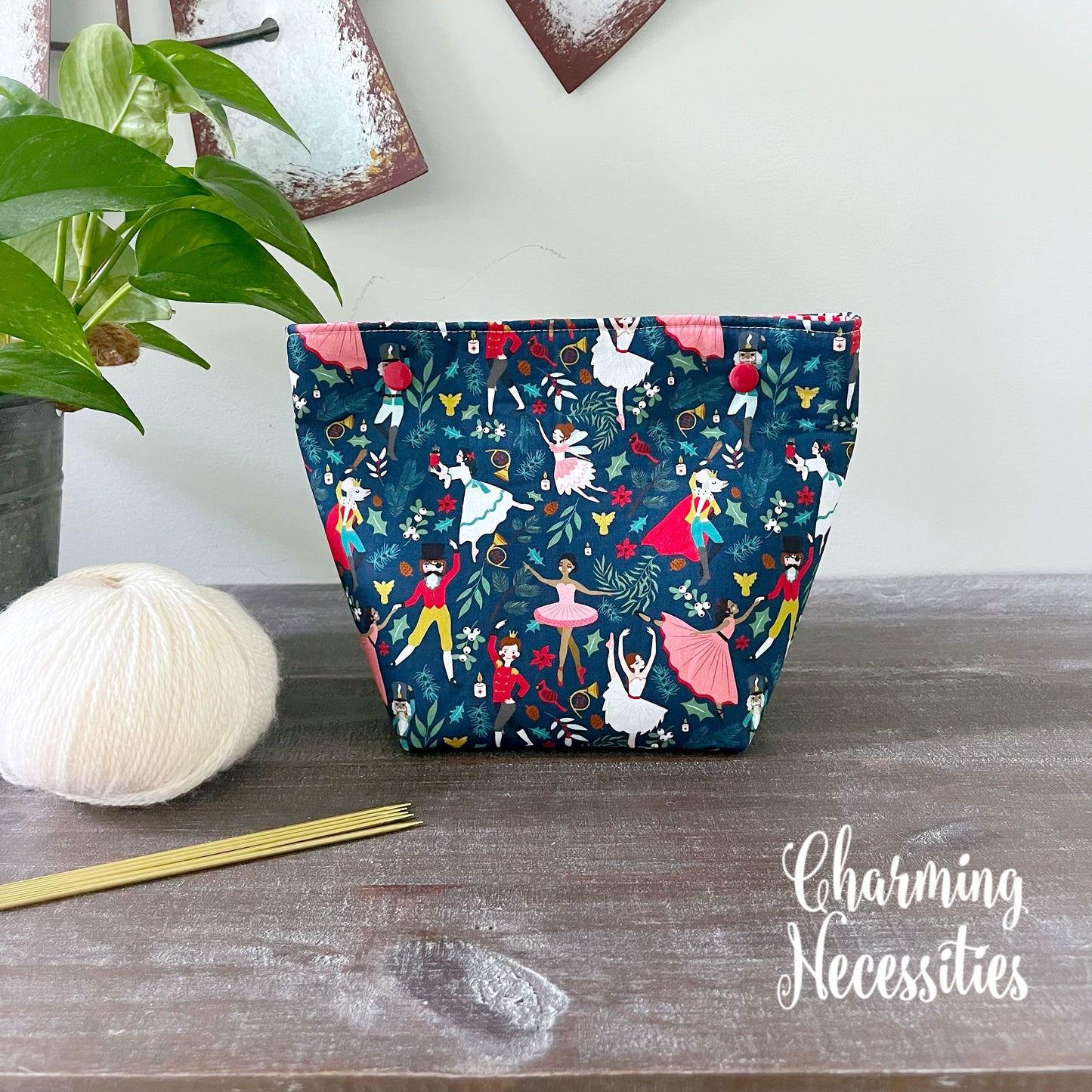 Small Snap Project Bag, Nutcracker Waltz, Crochet Sewing Pouch, Gifts for Knitters Crocheters